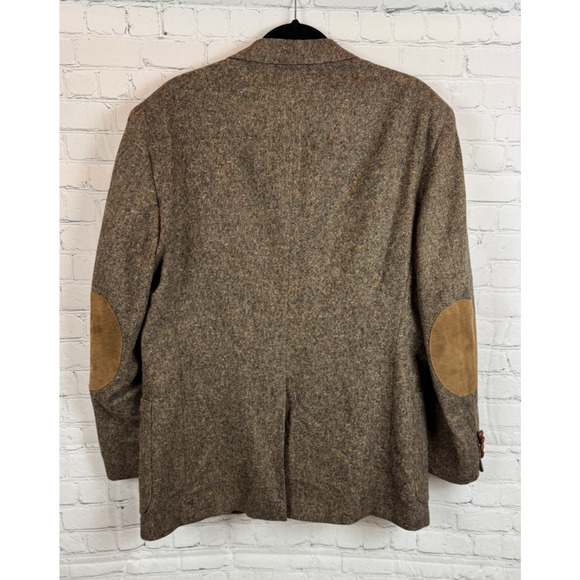 STAFFORD brown suede elbow patch 100% wool tweed mens jacket blazer 42R NWOT - Picture 8 of 14